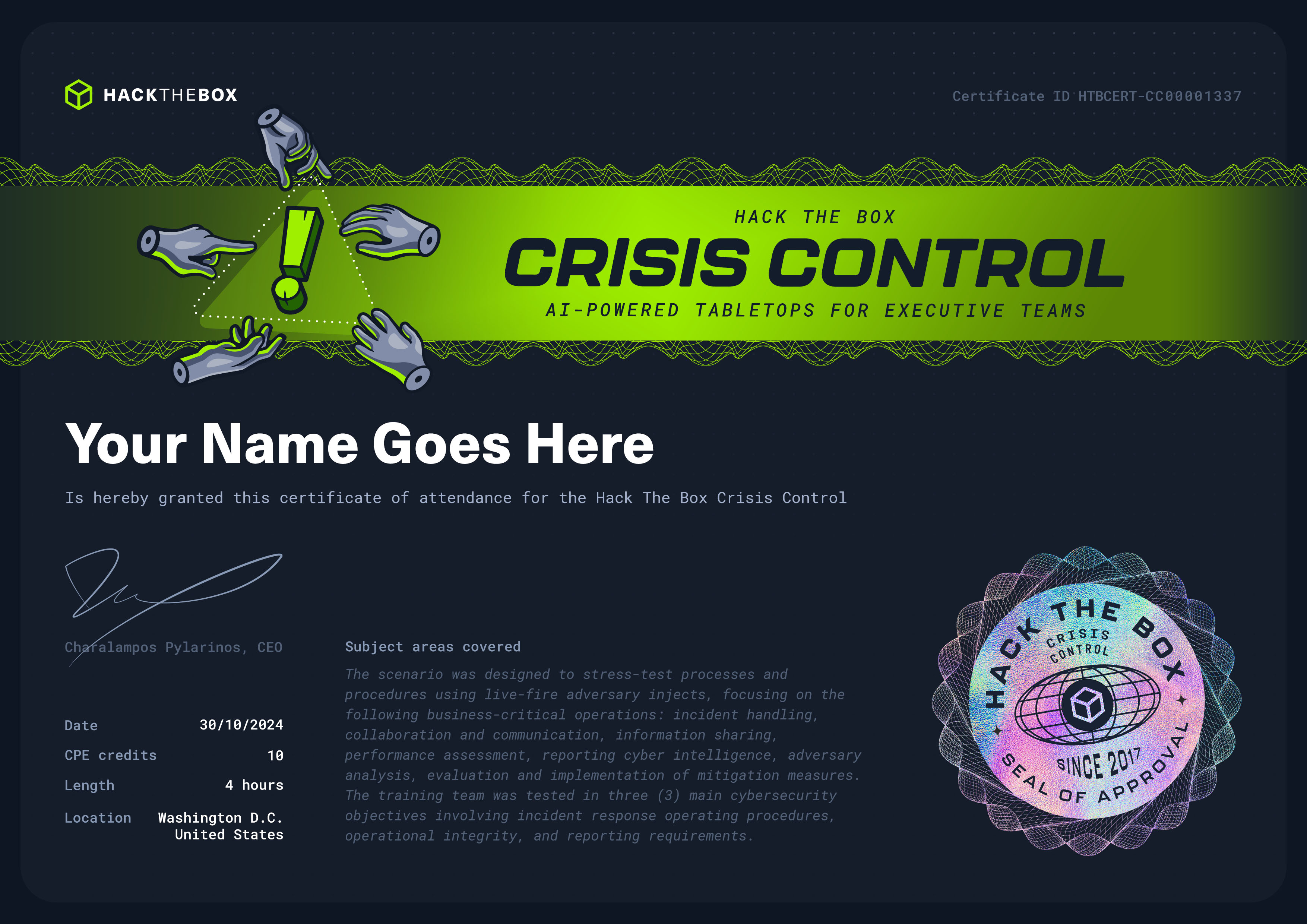 Crisis Control Certification