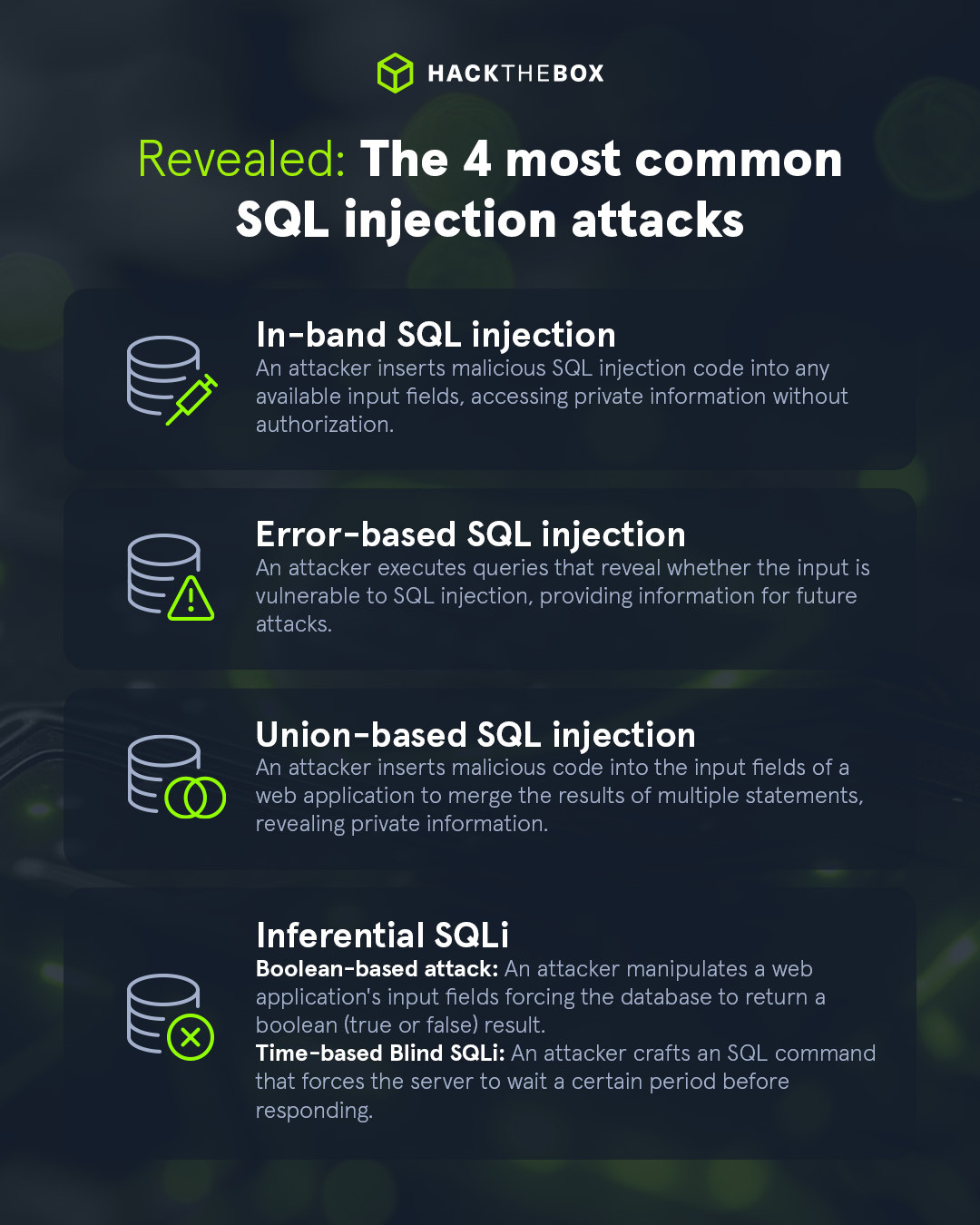 common SQL injection attacks